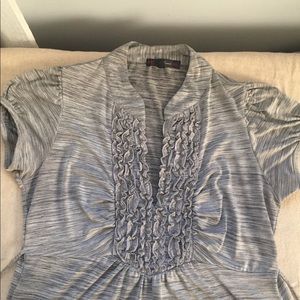 HeartSoul Grey Ruffle Front Top | XL